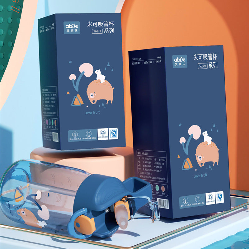 Cute Plastic Mico Straw Sippy Cup