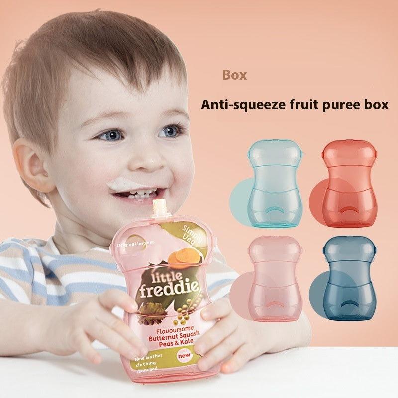 Reusable baby food supplement bags for toddlers, ideal for storing fruit purees and soft snacks.