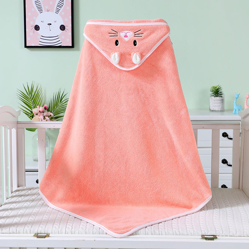 "Coral Fleece Baby Bath Towel Bathrobe with hood for newborns and toddlers"