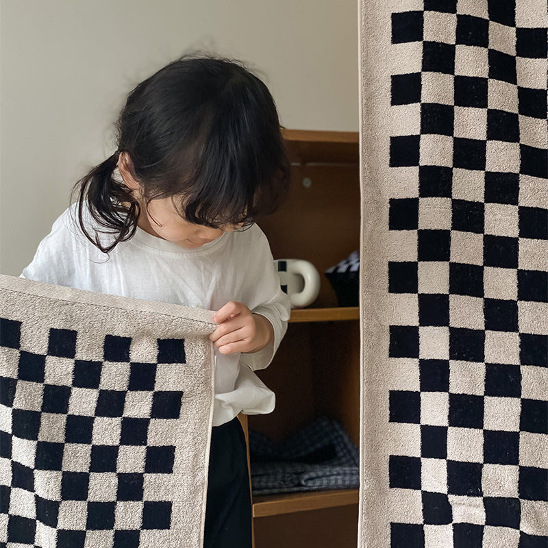 Parent-child Chessboard Grid Long-staple Cotton Yarn-dyed Towels