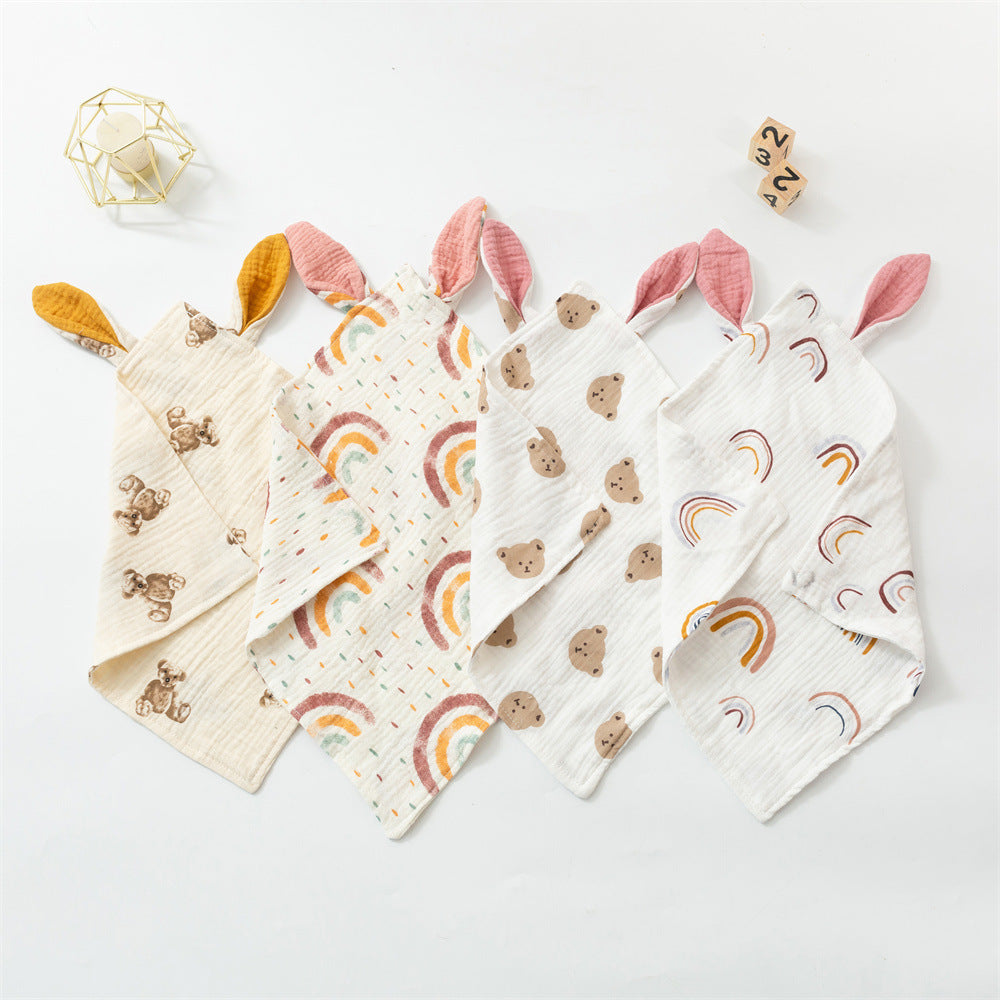 Baby Rabbit Ears Appeasing Towel Cotton Cloth To Sleep With Hug Blanket
