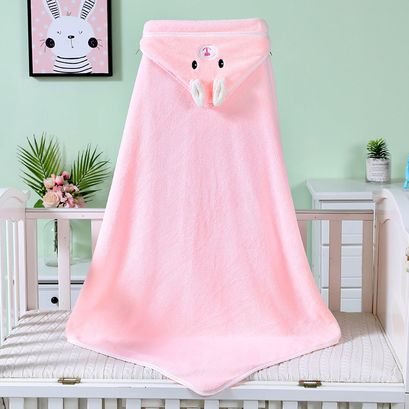 "Coral Fleece Baby Bath Towel Bathrobe with hood for newborns and toddlers"

