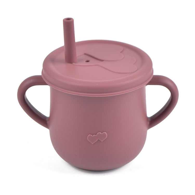 Children's Silicone Straw Drinking Cups Leakproof Baby Learning Drinking Cups Baby Training Straws Cups