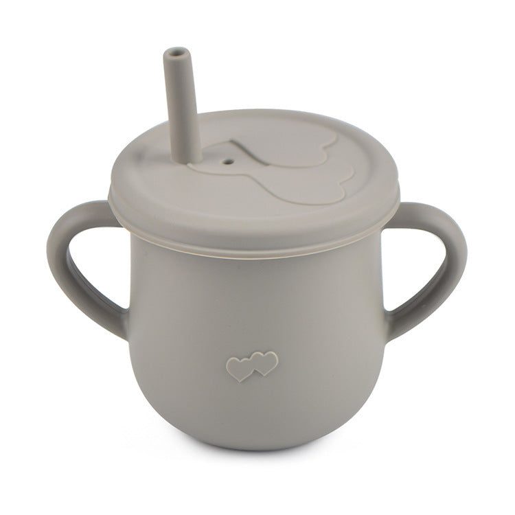 Children's Silicone Straw Drinking Cups Leakproof Baby Learning Drinking Cups Baby Training Straws Cups