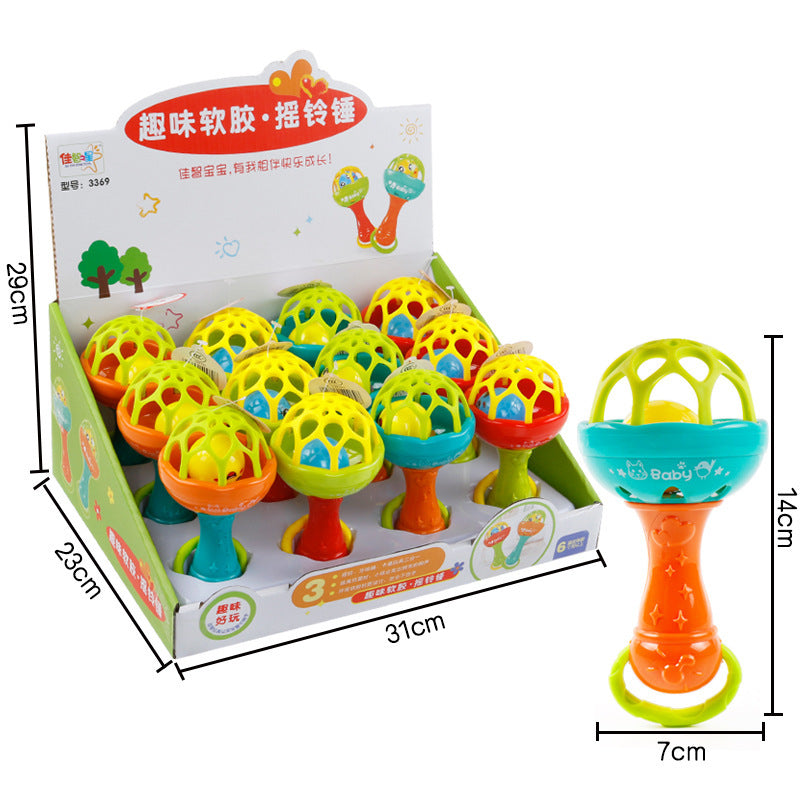 Baby Rattles toy Intelligence Grasping Gums Plastic Hand Bell Rattle Funny Educational Mobiles Toys Birthday Gifts WJ482