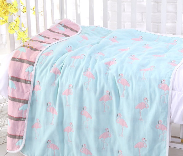 "Soft 110x110cm baby gauze towel blanket in breathable cotton"

