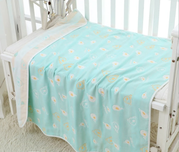 "Soft 110x110cm baby gauze towel blanket in breathable cotton"

