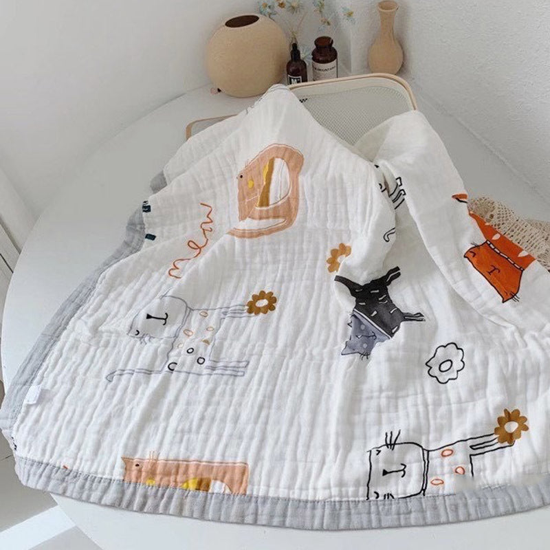 6-layer cotton baby gauze bath towel and blanket – soft, breathable, and perfect for newborns and toddlers.
