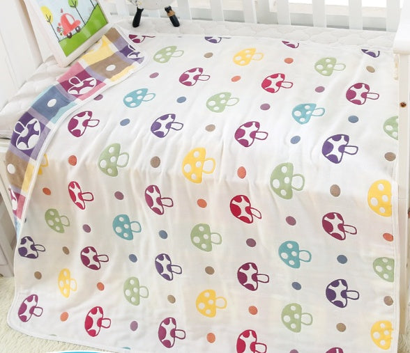 "Soft 110x110cm baby gauze towel blanket in breathable cotton"

