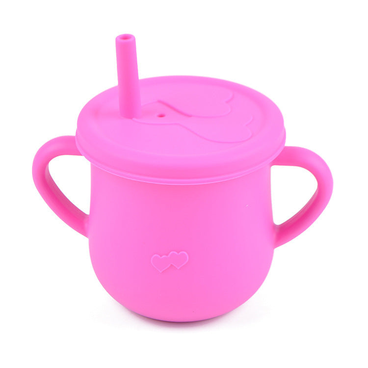 Children's Silicone Straw Drinking Cups Leakproof Baby Learning Drinking Cups Baby Training Straws Cups