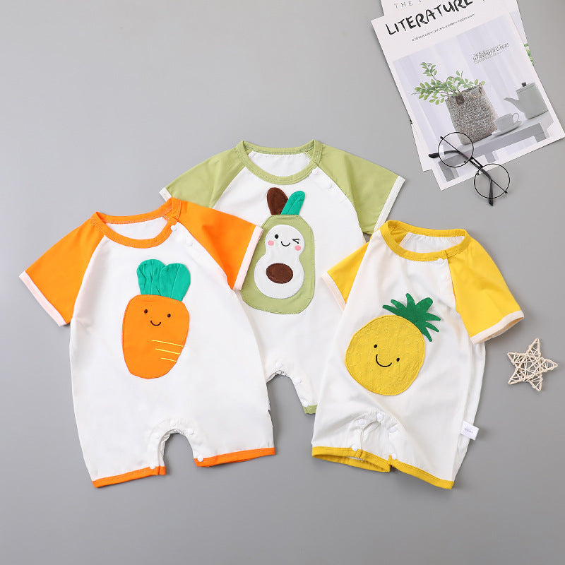 New Baby Onesies For Men And Women Baby Raglan Thin Romper Newborn Summer Cute Fruit Shape Romper