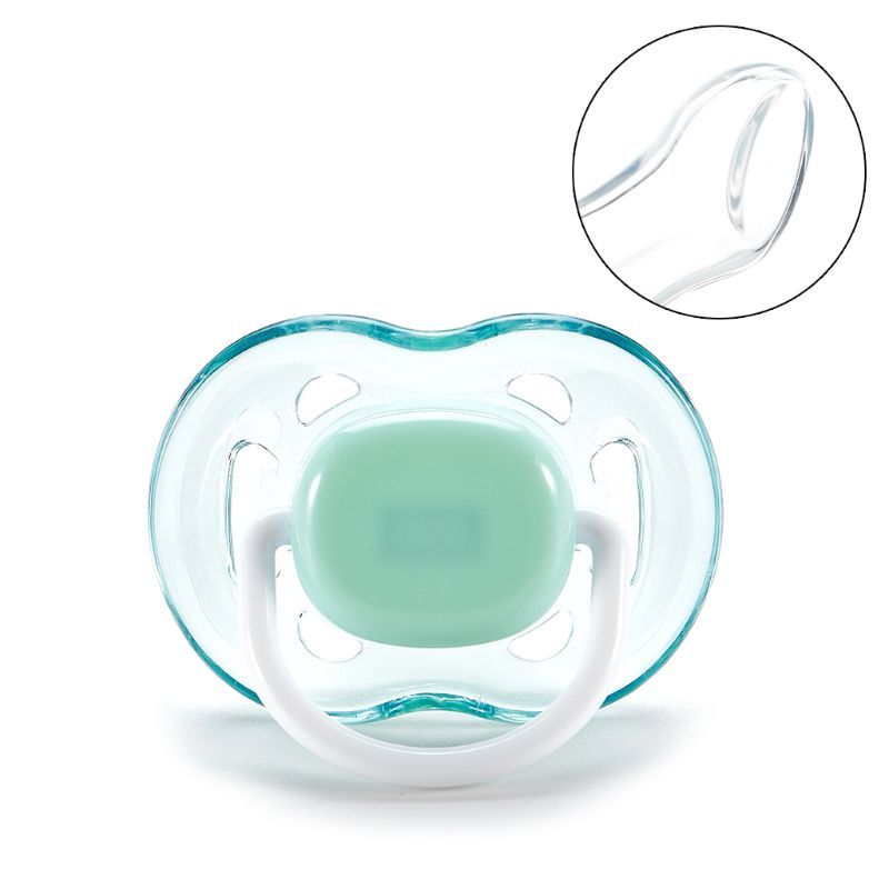 Flat silicone nipple baby teether and food feeder, made from food-grade material for safe chewing and feeding.