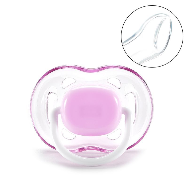 Flat silicone nipple baby teether and food feeder, made from food-grade material for safe chewing and feeding.