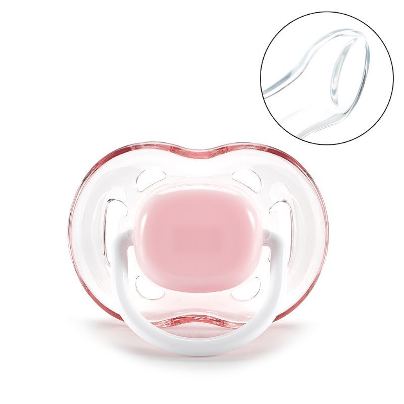 Flat silicone nipple baby teether and food feeder, made from food-grade material for safe chewing and feeding.