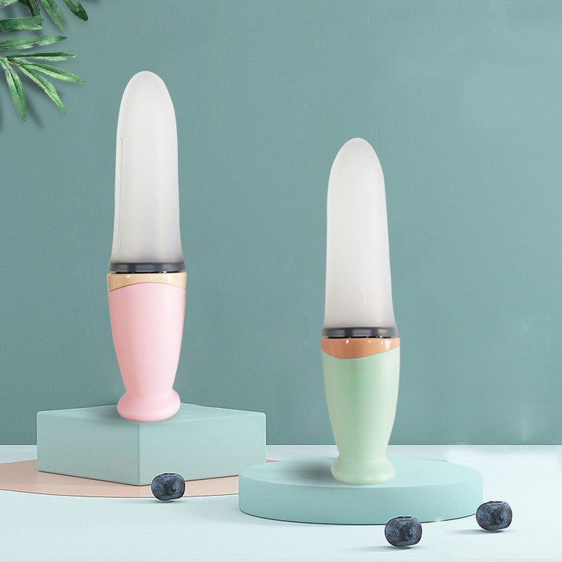 Baby Rice Noodle Spoon Squeeze Silicone Rice Noodle Spoon Milk Bottle Baby