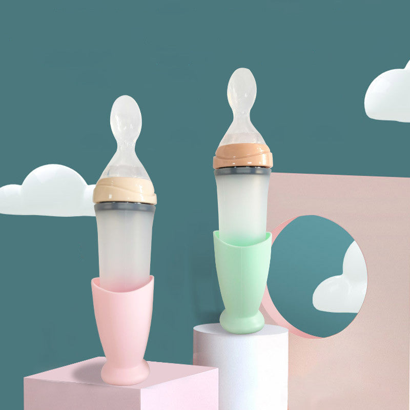 Baby Rice Noodle Spoon Squeeze Silicone Rice Noodle Spoon Milk Bottle Baby