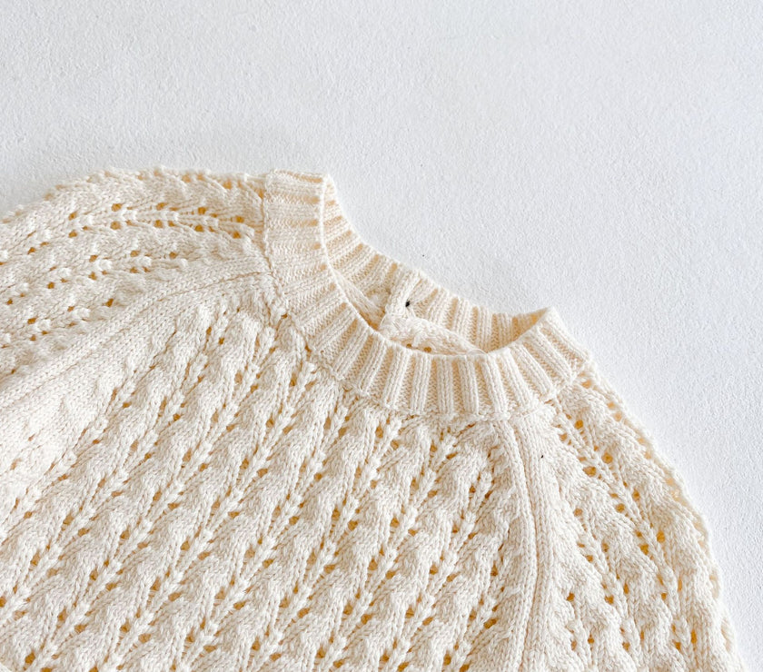 Girl Baby Knitted Hollow Waist Girdle Long Sleeves Harpy Dress Triangle