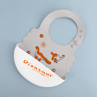 Waterproof Soft Baby Silicone Bibs Cute Cartoon Printed Kids Girl Boy Adjustable Children Bib Baby Lunch Feeding Stuff