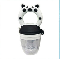 Baby fruit and vegetable feeder with silicone teether, ideal for feeding solids and soothing gums.
