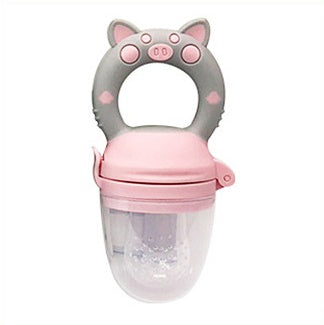 Baby fruit and vegetable feeder with silicone teether, ideal for feeding solids and soothing gums.
