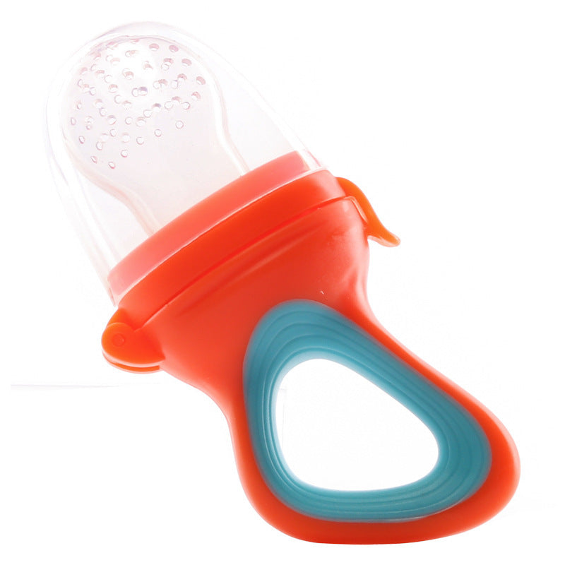 Bite Joy baby fruit feeder for feeding mashed fruits and vegetables, doubles as a teether for infants.
