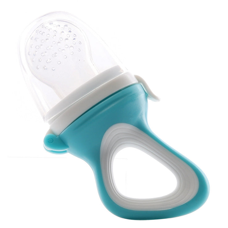 Bite Joy baby fruit feeder for feeding mashed fruits and vegetables, doubles as a teether for infants.
