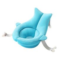 Sea Heart Blue Baby Shower Bath Net with adjustable straps and soft foam padding, designed for newborn bath support and comfort.