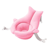 Manny Pink Baby Shower Bath Net with soft towel fabric and foam filling, featuring side straps for secure newborn bath suspension.