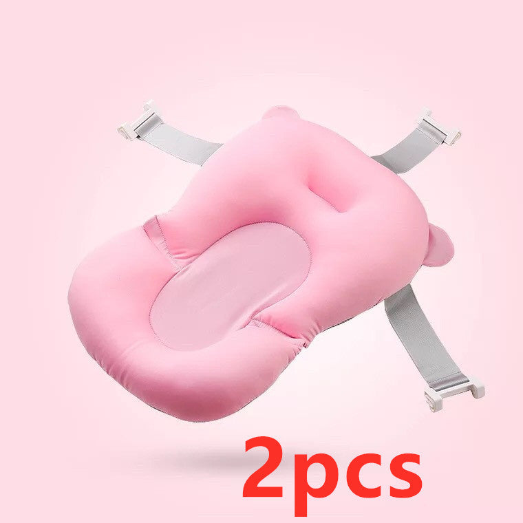 Soft adjustable baby bath net for newborns – suspended design for safety and comfort during bath time.
