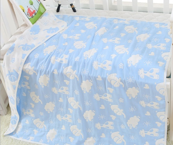 "Soft 110x110cm baby gauze towel blanket in breathable cotton"

