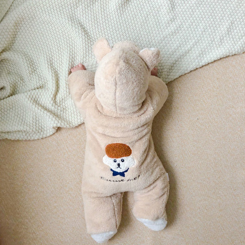 Winter Thickened Simple Solid Color Baby Onesies