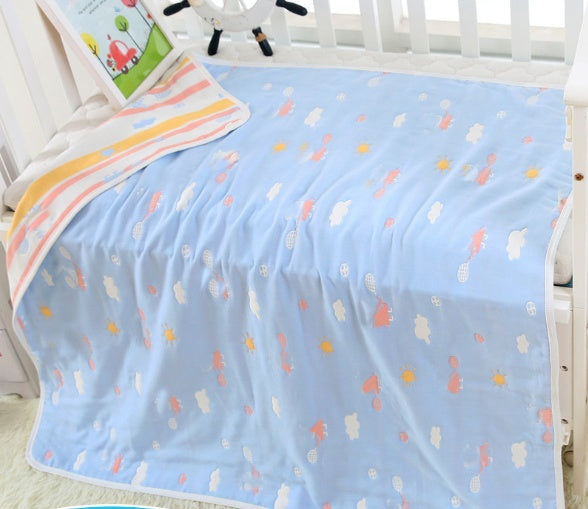 "Soft 110x110cm baby gauze towel blanket in breathable cotton"

