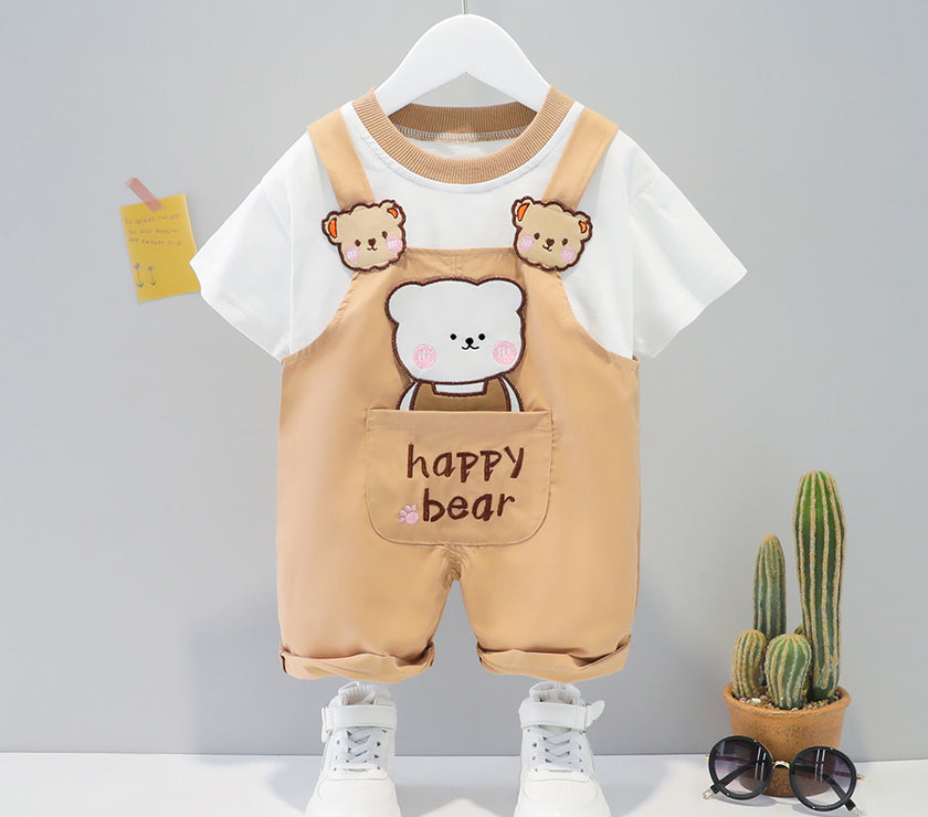 Children's Clothing Men And Women Baby Summer Cartoon Short-sleeved Overalls