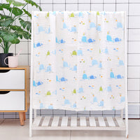 Rainbow and unicorn print cotton baby bath towel with six-layer seersucker quilt, ideal for baby girls and quick drying.