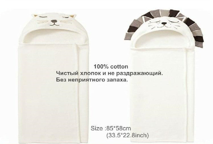 Hooded newborn cotton bath towel for babies – soft, absorbent, and ideal for post-bath comfort.
