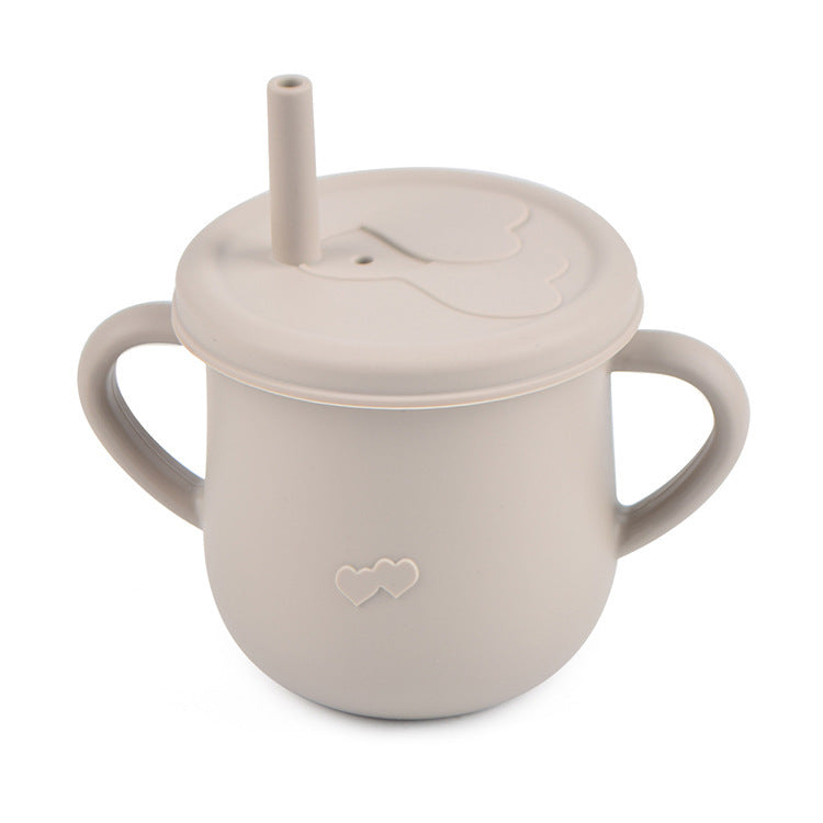 Children's Silicone Straw Drinking Cups Leakproof Baby Learning Drinking Cups Baby Training Straws Cups