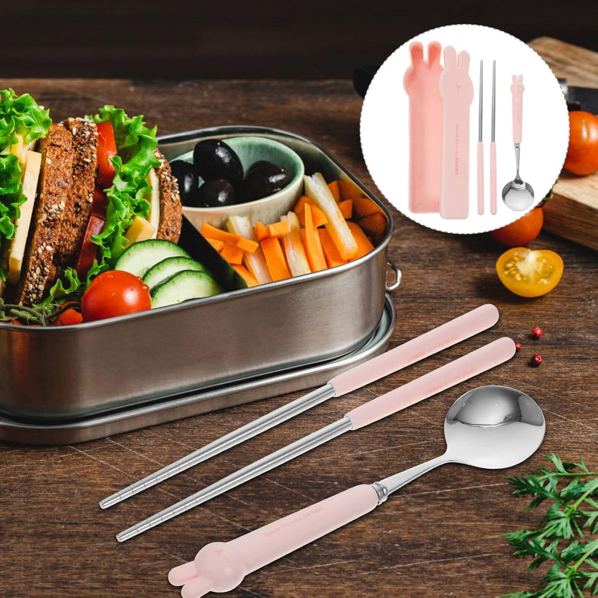 "Reusable camping silverware set with case – eco-friendly portable cutlery"

