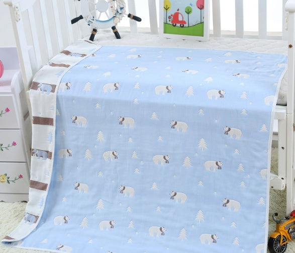 "Soft 110x110cm baby gauze towel blanket in breathable cotton"

