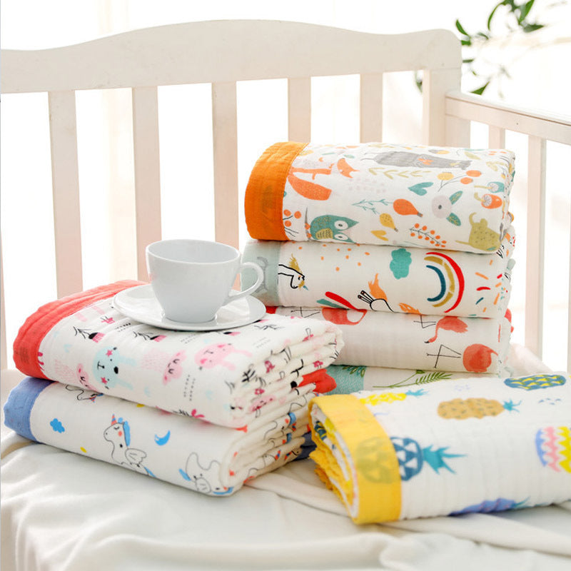 6-layer cotton baby gauze bath towel and blanket – soft, breathable, and perfect for newborns and toddlers.

