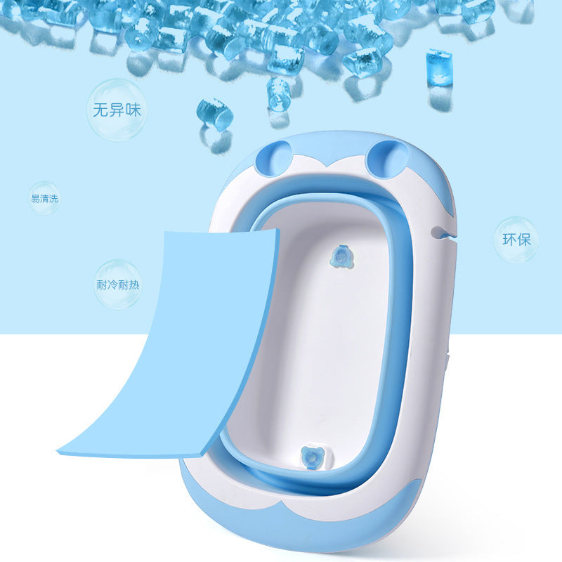Foldable large baby bath tub with thick edges and seat design