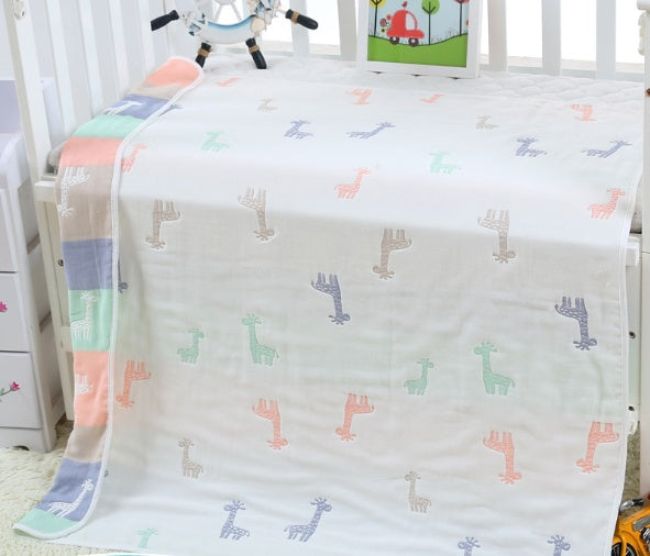 "Soft 110x110cm baby gauze towel blanket in breathable cotton"

