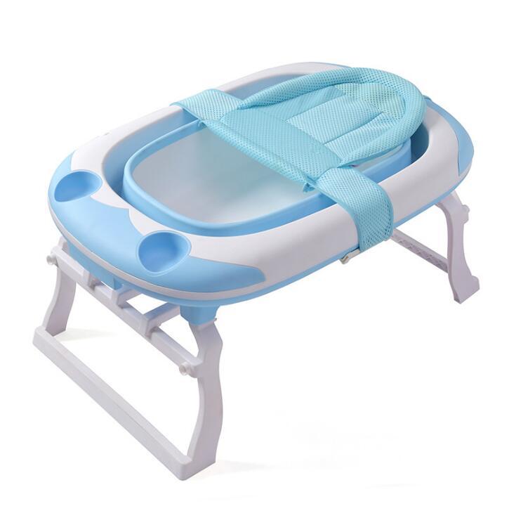 Foldable large baby bath tub with thick edges and seat design