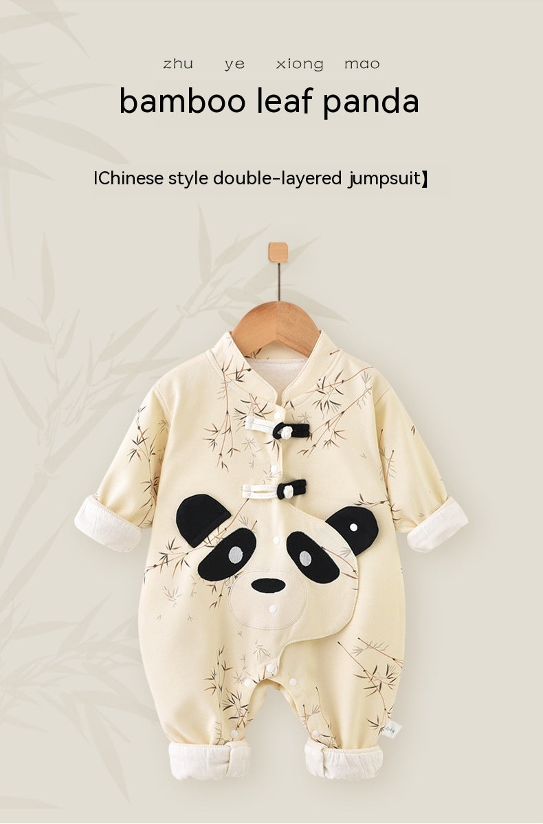 Newborn Jumpsuit Double Layer Thickened Rompers Baby Outerwear Romper