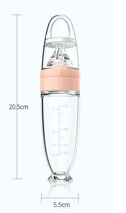 Silicone baby food spoon for rice cereal and puree; soft BPA-free spoon for safe infant feeding and gum protection.
