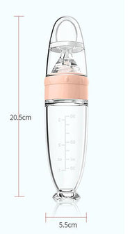 Silicone baby food spoon for rice cereal and puree; soft BPA-free spoon for safe infant feeding and gum protection.
