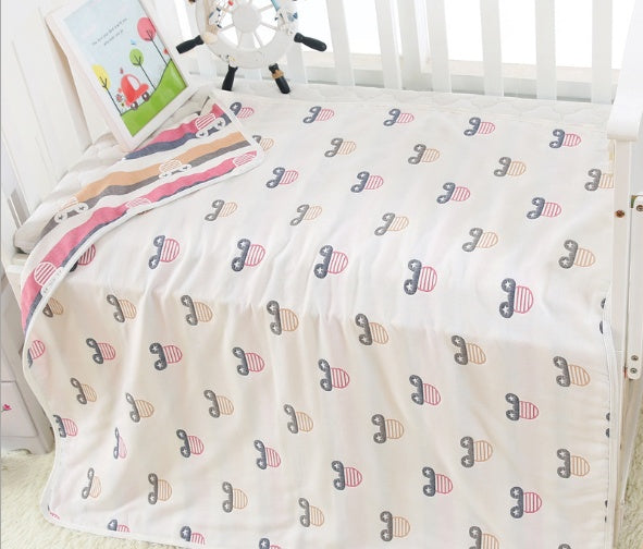 "Soft 110x110cm baby gauze towel blanket in breathable cotton"

