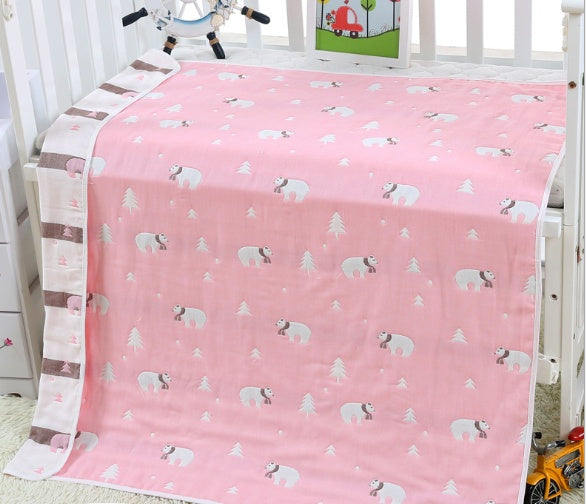 "Soft 110x110cm baby gauze towel blanket in breathable cotton"

