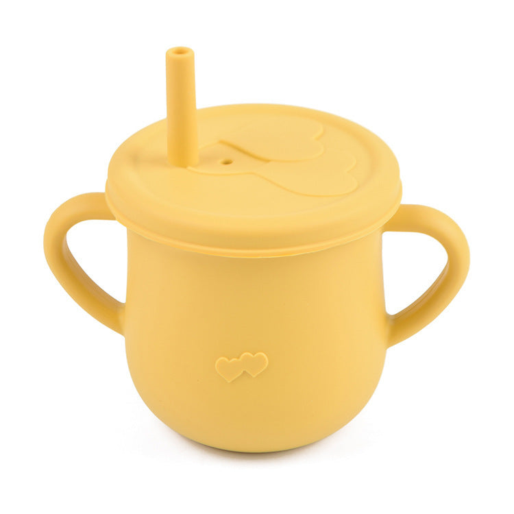 Children's Silicone Straw Drinking Cups Leakproof Baby Learning Drinking Cups Baby Training Straws Cups