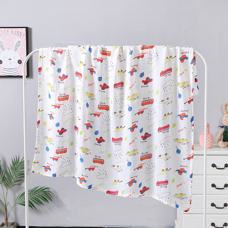 Soft double-layer gauze baby bath towel 110×120cm – absorbent and breathable towel for infants and toddlers.
