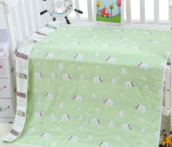 "Soft 110x110cm baby gauze towel blanket in breathable cotton"

